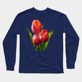 Three Red Tulips Long Sleeve T-Shirt